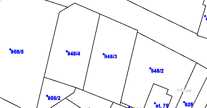 Parcela st. 948/3 v KÚ Chramiště, Katastrální mapa
