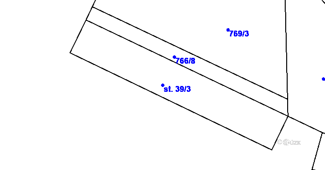 Parcela st. 39/3 v KÚ Dražice, Katastrální mapa
