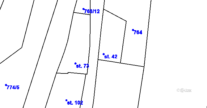 Parcela st. 42 v KÚ Dražice, Katastrální mapa