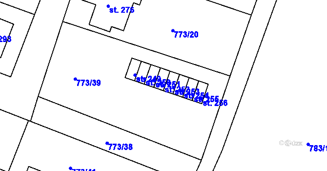 Parcela st. 252 v KÚ Dražice, Katastrální mapa
