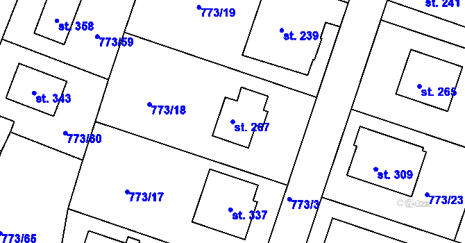 Parcela st. 267 v KÚ Dražice, Katastrální mapa
