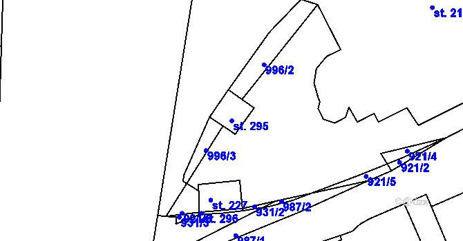 Parcela st. 295 v KÚ Dražice, Katastrální mapa