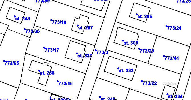 Parcela st. 773/3 v KÚ Dražice, Katastrální mapa