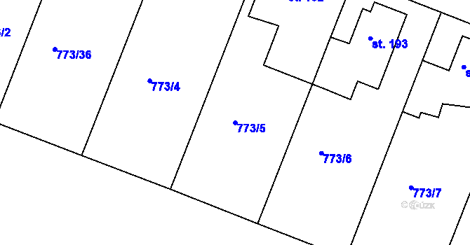 Parcela st. 773/5 v KÚ Dražice, Katastrální mapa