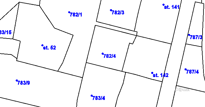 Parcela st. 782/4 v KÚ Dražice, Katastrální mapa