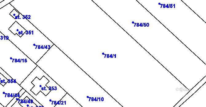 Parcela st. 784/1 v KÚ Dražice, Katastrální mapa