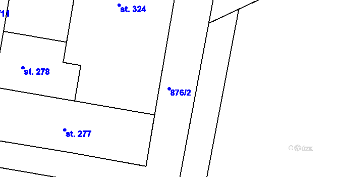 Parcela st. 876/2 v KÚ Dražice, Katastrální mapa
