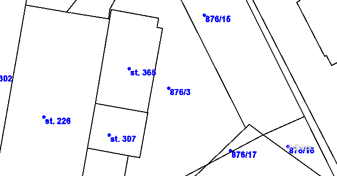 Parcela st. 876/3 v KÚ Dražice, Katastrální mapa