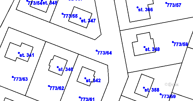 Parcela st. 773/64 v KÚ Dražice, Katastrální mapa