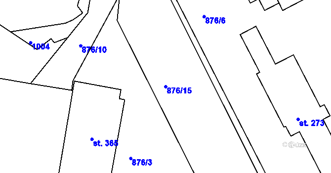 Parcela st. 876/15 v KÚ Dražice, Katastrální mapa