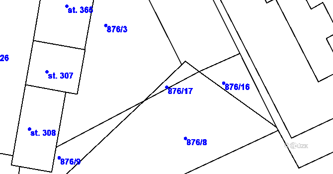 Parcela st. 876/17 v KÚ Dražice, Katastrální mapa