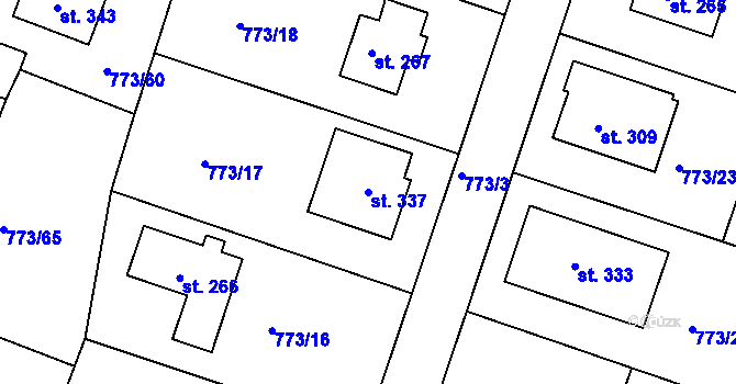 Parcela st. 337 v KÚ Dražice, Katastrální mapa