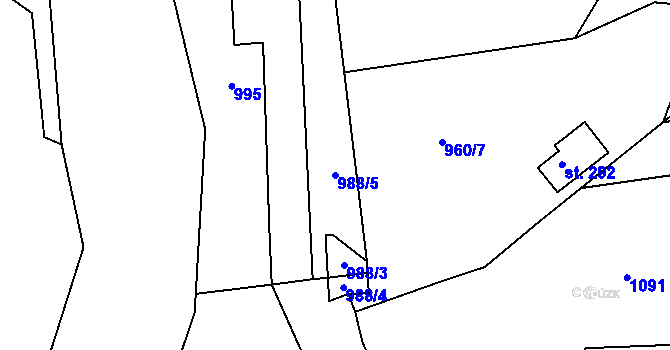 Parcela st. 988/5 v KÚ Dražice, Katastrální mapa