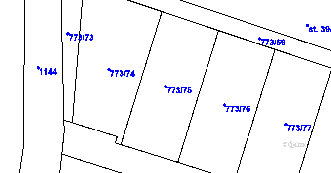 Parcela st. 773/75 v KÚ Dražice, Katastrální mapa