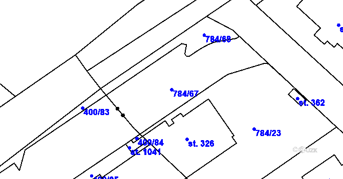 Parcela st. 784/67 v KÚ Dražice, Katastrální mapa