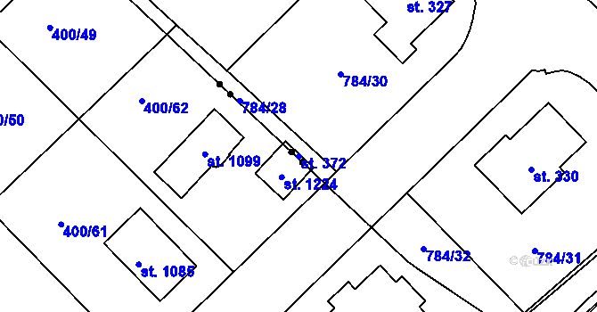 Parcela st. 372 v KÚ Dražice, Katastrální mapa
