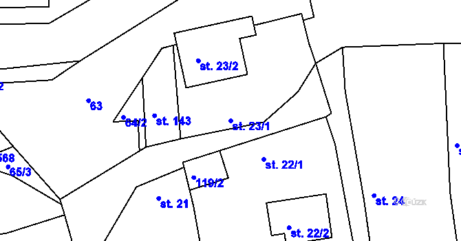 Parcela st. 23/1 v KÚ Dražice u Tábora, Katastrální mapa