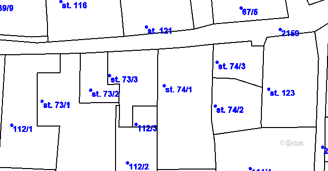 Parcela st. 74/1 v KÚ Dražice u Tábora, Katastrální mapa