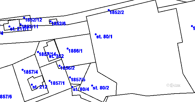 Parcela st. 80/1 v KÚ Dražice u Tábora, Katastrální mapa