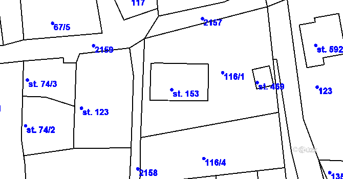 Parcela st. 153 v KÚ Dražice u Tábora, Katastrální mapa