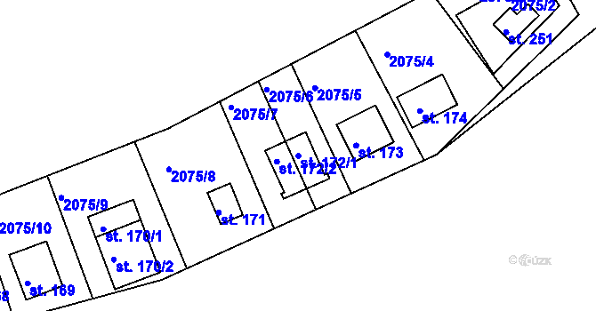 Parcela st. 172/1 v KÚ Dražice u Tábora, Katastrální mapa