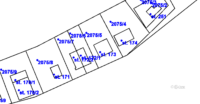 Parcela st. 173 v KÚ Dražice u Tábora, Katastrální mapa