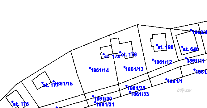 Parcela st. 178 v KÚ Dražice u Tábora, Katastrální mapa