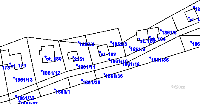 Parcela st. 182 v KÚ Dražice u Tábora, Katastrální mapa