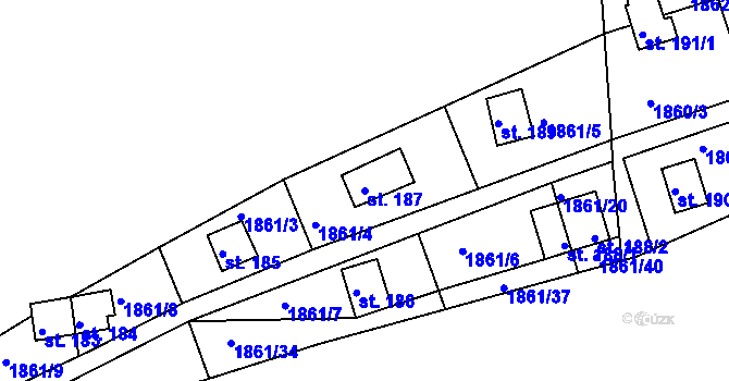 Parcela st. 187 v KÚ Dražice u Tábora, Katastrální mapa