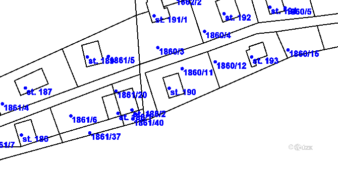 Parcela st. 190 v KÚ Dražice u Tábora, Katastrální mapa