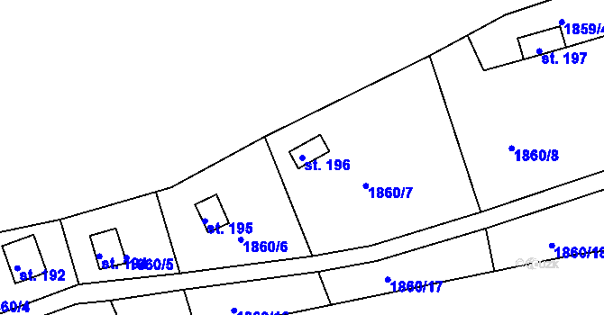 Parcela st. 196 v KÚ Dražice u Tábora, Katastrální mapa