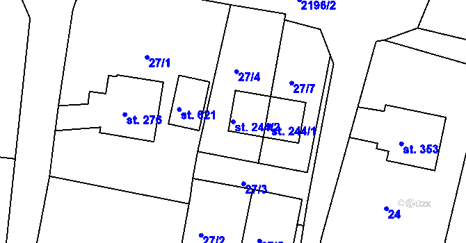 Parcela st. 244/2 v KÚ Dražice u Tábora, Katastrální mapa