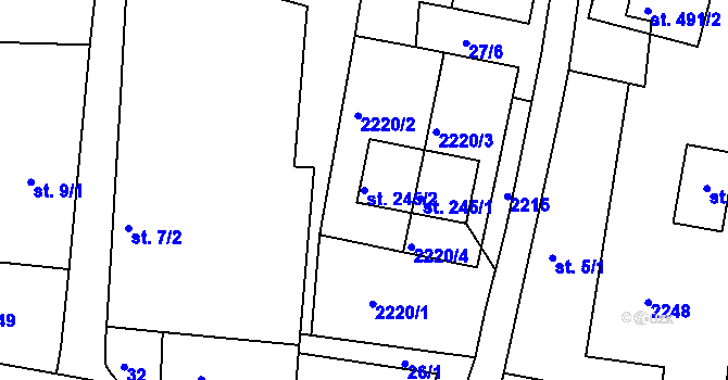 Parcela st. 245/2 v KÚ Dražice u Tábora, Katastrální mapa