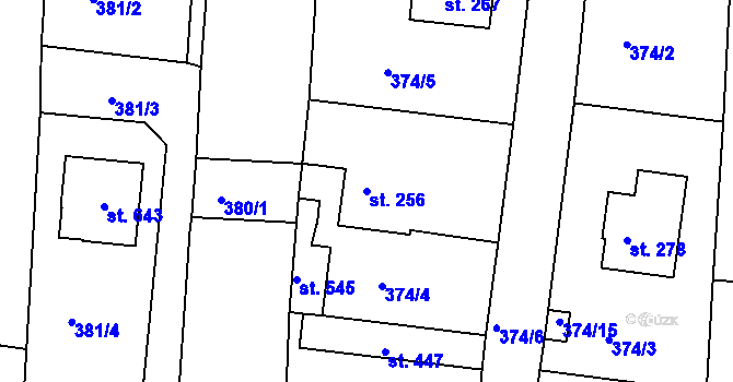 Parcela st. 256 v KÚ Dražice u Tábora, Katastrální mapa