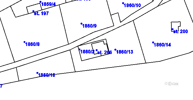 Parcela st. 266 v KÚ Dražice u Tábora, Katastrální mapa
