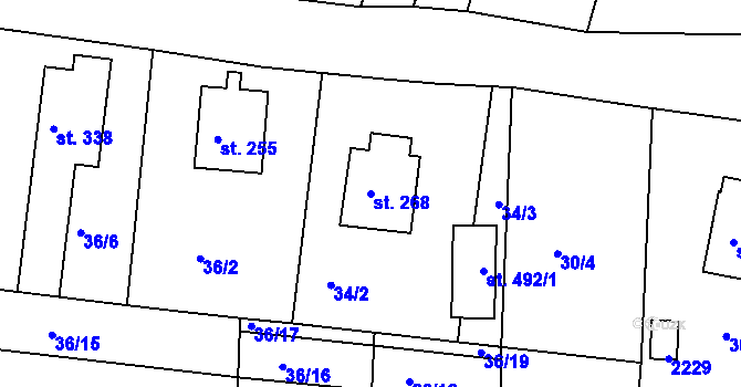 Parcela st. 268 v KÚ Dražice u Tábora, Katastrální mapa