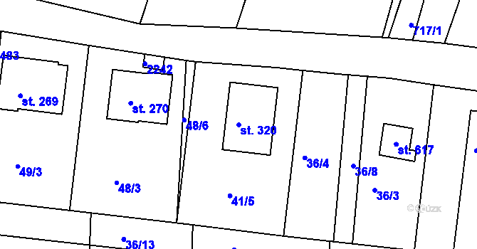 Parcela st. 320 v KÚ Dražice u Tábora, Katastrální mapa