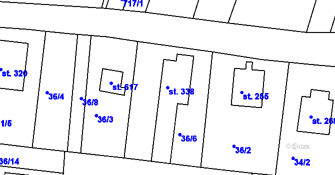 Parcela st. 338 v KÚ Dražice u Tábora, Katastrální mapa