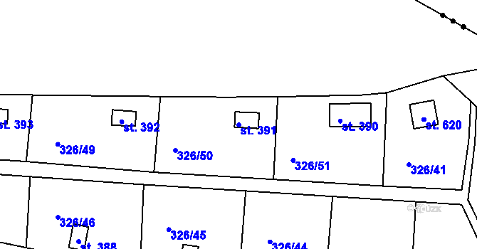 Parcela st. 391 v KÚ Dražice u Tábora, Katastrální mapa