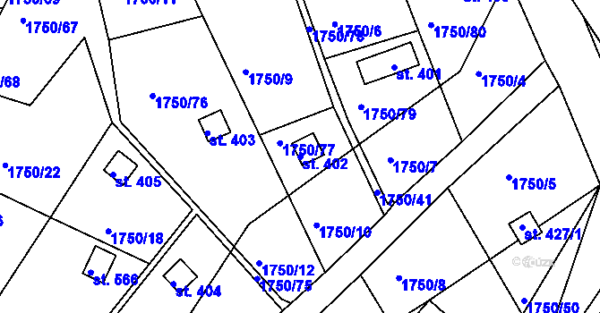 Parcela st. 402 v KÚ Dražice u Tábora, Katastrální mapa