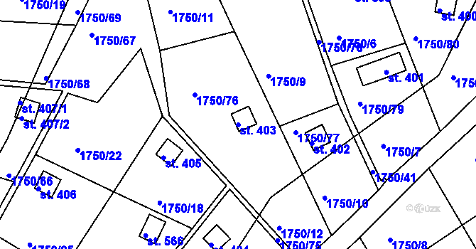 Parcela st. 403 v KÚ Dražice u Tábora, Katastrální mapa