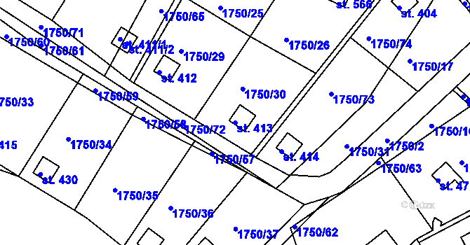 Parcela st. 413 v KÚ Dražice u Tábora, Katastrální mapa