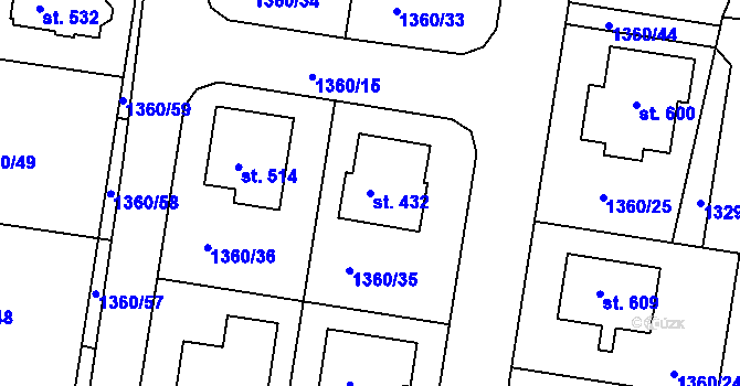 Parcela st. 432 v KÚ Dražice u Tábora, Katastrální mapa