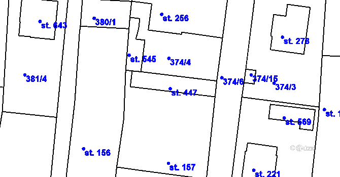 Parcela st. 447 v KÚ Dražice u Tábora, Katastrální mapa