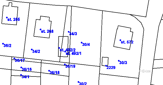 Parcela st. 30/4 v KÚ Dražice u Tábora, Katastrální mapa