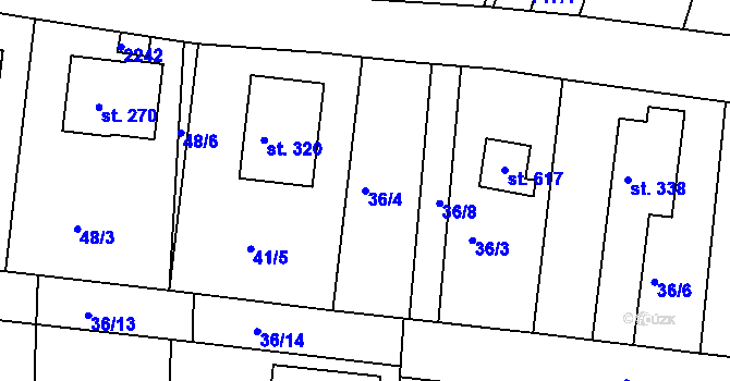 Parcela st. 36/4 v KÚ Dražice u Tábora, Katastrální mapa