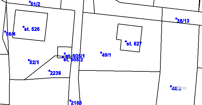 Parcela st. 49/1 v KÚ Dražice u Tábora, Katastrální mapa