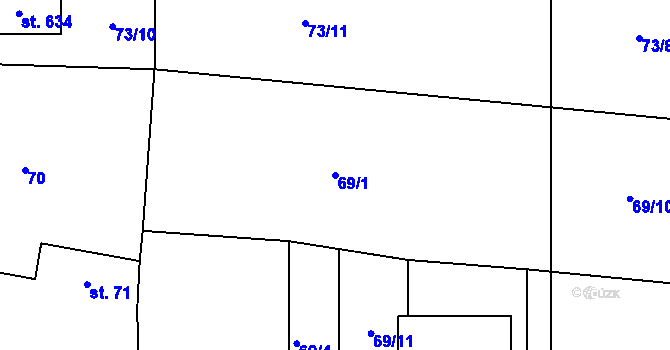 Parcela st. 69/1 v KÚ Dražice u Tábora, Katastrální mapa