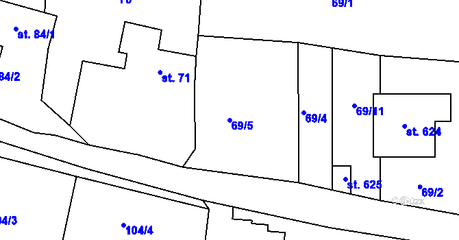 Parcela st. 69/5 v KÚ Dražice u Tábora, Katastrální mapa