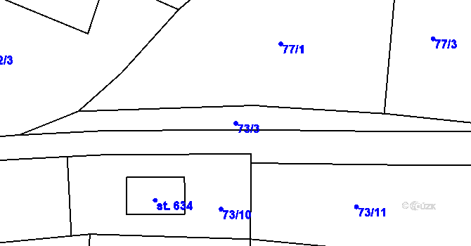 Parcela st. 73/3 v KÚ Dražice u Tábora, Katastrální mapa